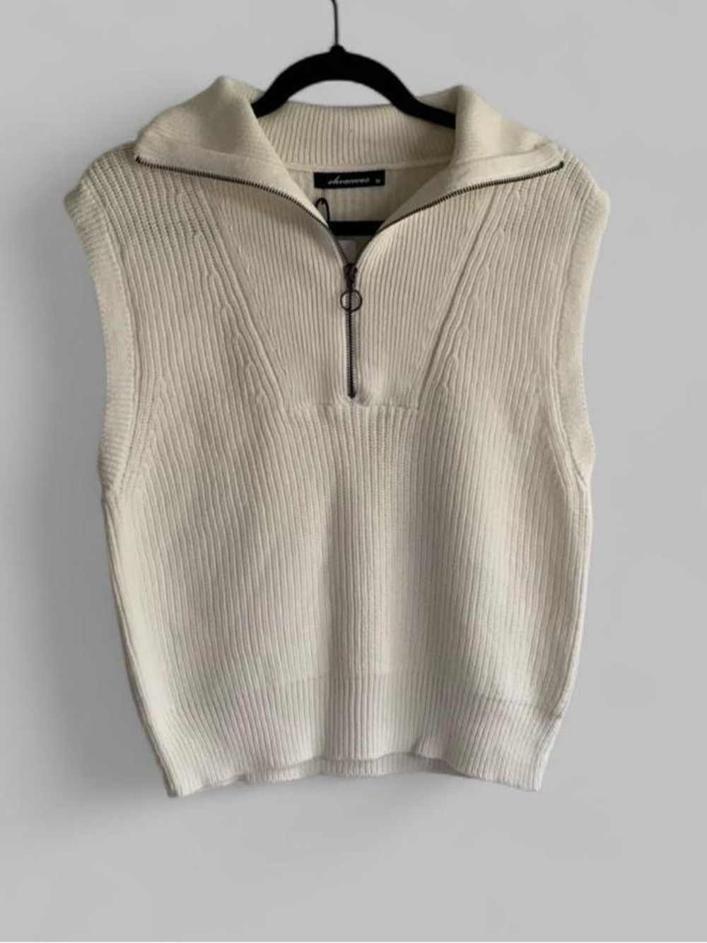 Olivaceous NWT Cream Cotton Quarter-Zip Sweater Vest M